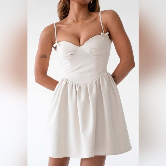 New Rumored A Little Dream Mini Dress Cream Romantic Coquette Girl Sz XS